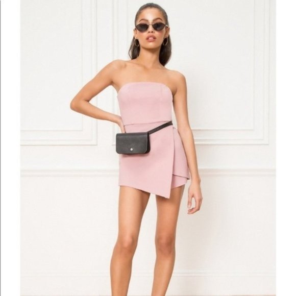 superdown Pants - Superdown Avery Strapless Romper Skirt Blush M